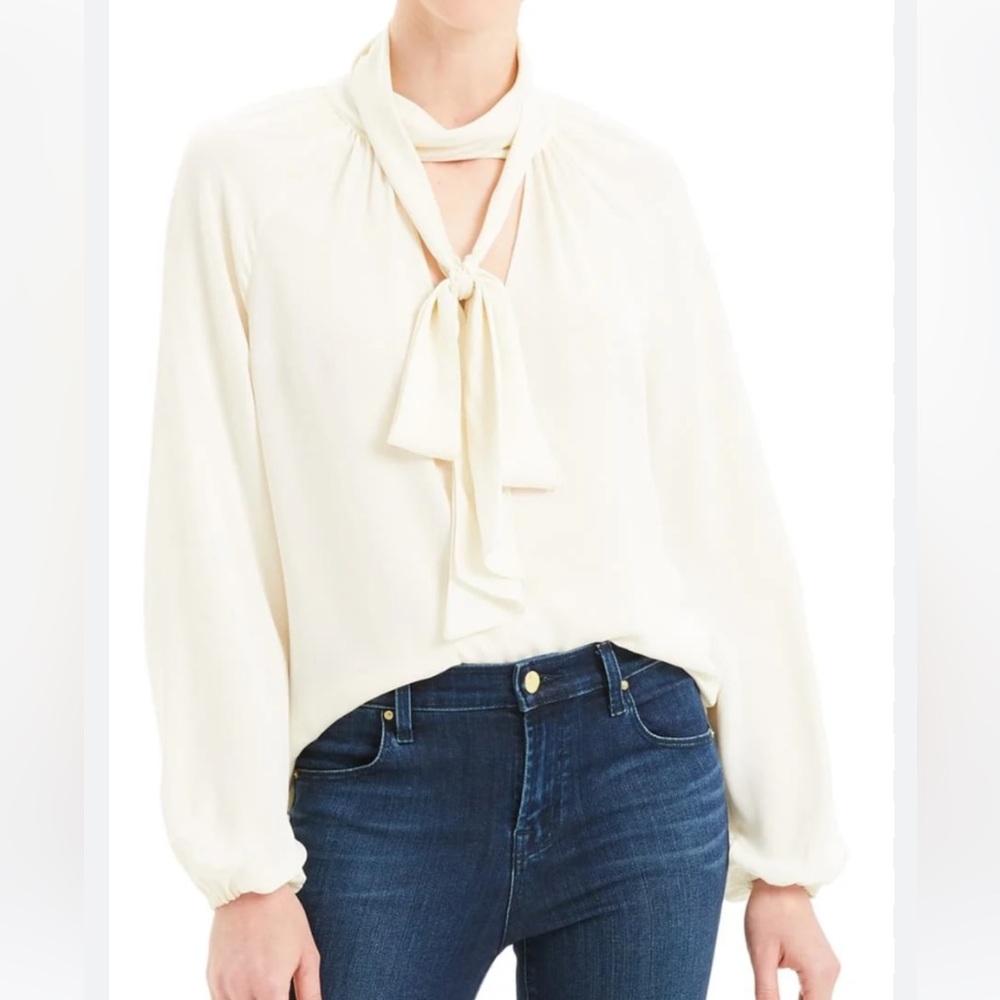 Theory tie neck silk blouse